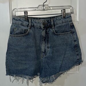 Zara Frayed Hem Denim Jean Shorts - Blue